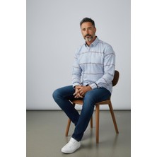 Eren Style Klasik %100 Cotton Uzun Kollu Terletmeyen Kışlık 2 Renkli Çizgili Gömlek (Regular Kalıp)