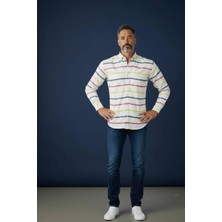 Eren Style Klasik %100 Cotton Uzun Kollu Terletmeyen Kışlık 2 Renkli Çizgili Gömlek (Regular Kalıp)