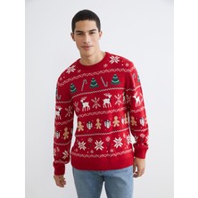 Lc Waikiki Yeni Sezon Bisiklet Yaka Yılbaşı Temalı Erkek Triko Kazak