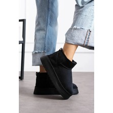 Verahed Kalın Yüksek Tabanlı Içi Kürklü Suya Dayanıklı Spor Kısa Kadın Bot Platform Taban