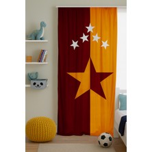 Bebişim Halı Sarı Kırmızı Taraftar Çift Kanatlı Çocuk Odası Fon Perde