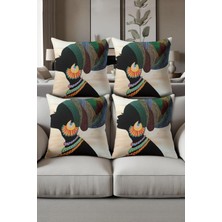 Dolce Mariee Dijital Baskılı Yumuşak Dokulu 4’lü Kırlent Kılıfı Takımı (43X43 Cm) KRL0025