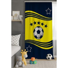 Bebişim Halı Taraftar Sarı Lacivert Çift Kanatlı Çocuk Odası Fon Perde