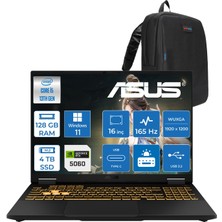 Asus Tuf Gaming F16 FX608JM Intel® Core™ I5 13450HX 128GB Ddr5 4tb SSD RTX5060/8GB 115W 16 Inç 165Hz Fhd+ 16:10 (1920 x 1200, Wuxga)  WIN11PRO Taşınabilir Bilgisayar RV073P40+ZETTAÇANTA