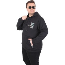 Starbattal Büyük Beden Kapüşonlu Sweat Double Face Never 25706 Sıyah