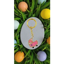 Seard Miyuki Boncuk El Yapımı Pembe Bebek Arabası Anahtarlık/çanta Süsü