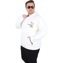 Starbattal Büyük Beden Kapüşonlu Sweat Double Face Never 25706 Ekru