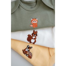 Frelida Baby & Kids %100 Pamuk Bebek Body Zıbın (3'lü Set) - Sevimli Hayvan Nakışlı