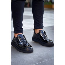 Bosel Kb-X4  Kuback Siyah Rugan Siyah Yüksek Taban Bağcıklı Günlük Erkek Ayakkabı