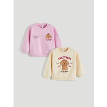 Lc Waikiki Yeni Sezon Bisiklet Yaka Kız Çocuk Kalın Sweatshirt 2'li