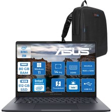 Asus Expertbook B5 B5405CCA Intel® Core™ Ultra 5 225H 80GB Ddr5 512GB SSD 14.0-Inch, Wuxga (1920 x 1200) 300NITS WIN11PRO Taşınabilir Bilgisayar U516512B0DP27+ZETTAÇANTA