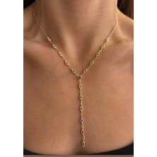 Sirius Jewelry 925 Gümüş | Lacivert Taşlı Göz Detaylı Y Kolye