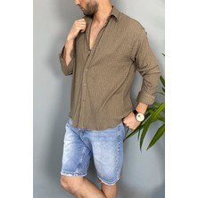 Alışveriş Sokağı Kırinkıl Kumaş Oversize Yumuşak Dokulu Mavi Gömlek