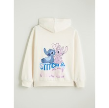 Lc Waikiki Yeni Sezon Stitch ve Angel Baskılı Kız Çocuk Kalın Sweatshirt