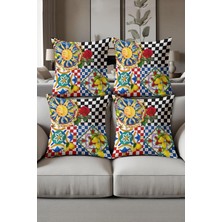 Dolce Mariee Dijital Baskılı Yumuşak Dokulu 4’lü Kırlent Kılıfı Takımı (43X43 Cm) KRL0060