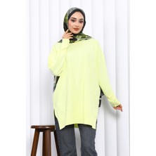 İmaj Butik Sarı Bisiklet Yaka Soğuk İplik Triko Tunik