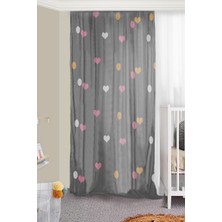 Bebişim Halı Kalpli Çift Kanatlı Çocuk Odası Fon Perde