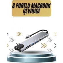 Marsilyan 8 Portlu Macbook Çevirici Type C Hub  Sd Tf USB Çoğaltıcı Ethernet