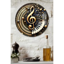 KutuTR 3D Görünümlü Temperli Cam Tablo – Müzik ve Piyano Temalı Duvar Süsü Uv Baskı 33X33 CM-CDS139