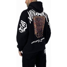 Alışveriş Sokağı Kilim Işlemeli Oversize Ekru Kapüşonlu Sweatshirt