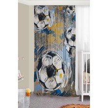 Bebişim Halı Futbol Topu Çift Kanatlı Çocuk Odası Fon Perde