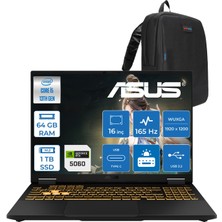 Asus Tuf Gaming F16 FX608JM Intel® Core™ I5 13450HX 64GB Ddr5 1tb SSD RTX5060/8GB 115W 16 Inç 165Hz Fhd+ 16:10 (1920 x 1200, Wuxga)  Freedos Taşınabilir Bilgisayar RV073F23+ZETTAÇANTA