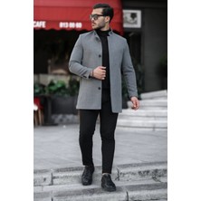 Bermuda Erkek Slim Dik Yaka Kaşe Kaban