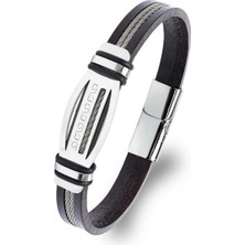 Fm Grek Anahtarı Desenli Çelik Halatlı Erkek Bileklik 31834B17D4