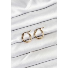 Skygo 316L Çelik Gold Renk 12 mm Halka Kadın Küpe - TJ-BKP11224