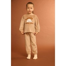 DeFacto Kız Bebek Pijama Takımı Bulut Baskılı Uzun Kollu Welsoft Pelüş Üst Uzun Alt G1527A525WN