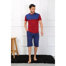Giyim Erkek Penye 3'lü Parlamentmavi Parçalı Pijama Takımı