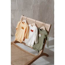 Frelida Baby & Kids %100 Pamuk Bebek Body Zıbın (3'lü Set) - Sevimli Hayvan Nakışlı