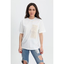 Isawella T-Shirt Bisiklet Yaka Cep Detaylı - Ekru