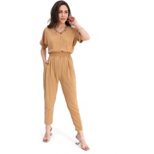 Isawella Tulum Beli Lastikli Arkası Dekolteli V Yaka - Vizon