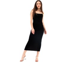 Isawella Ince Askılı Uzun Elbise - Siyah