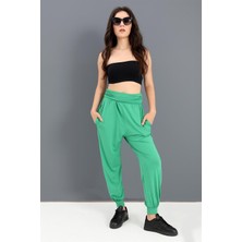 Isawella Yüksek Bel Cepli Jogger Pantolon - Yeşil