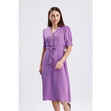 Isawella Beli Kuşaklı Uzun Aerobin Elbise - Lila