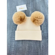 Pempem Bandana Kız Bebek Iri Peluş Ponponlu Kaşkorse Bere