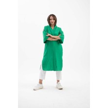 Isawella Arkası Baskılı Püsküllü Kimono - Yeşil