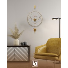 Bablo Meridyen Gold Sarkaçlı Sessiz Mekanizma Camlı Metal Gövde Duvar Saati G50xY90 cm