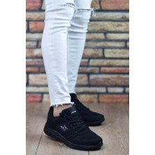 Bukond Unisex Siyah Beyaz Günlük Rahat Yürüyüş Ayakkabısı File Detaylı Sneaker Spor Ayakkabı
