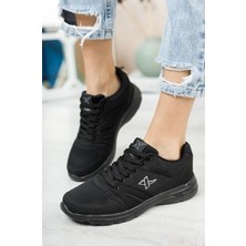 Bukond Unisex Siyah Beyaz Günlük Rahat Yürüyüş Ayakkabısı File Detaylı Sneaker Spor Ayakkabı