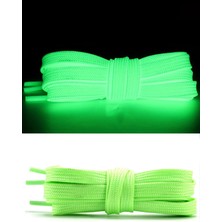 Hapshoe Fosforlu Neon 1 cm Kalınlığında Yeşil Renk 1 Çift Yassı Spor Ayakkabı Bağcığı