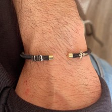 Gümüş Elyazısı 2 Harf-Tıp Logolu Siyah Çelik Bileklik