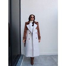 Esra Helvacı Süet Detay Kemerli Balıksırtı Kaban