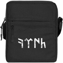 Zepplin Giyim Göktürkçe Türk Omuz Çantası Fermuarlı Siyah Renk