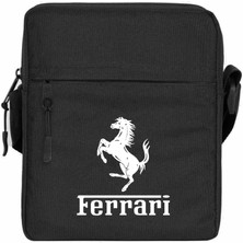 Zepplin Giyim Ferari Logo Omuz Çantası Fermuarlı Siyah Renk