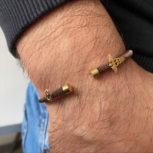 Simurg Jewellery Gümüş Harf-Tıp Logolu Kahve Çelik Bileklik