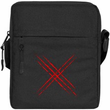 Zepplin Giyim x Men Logo Red Omuz Çantası Fermuarlı Siyah Renk