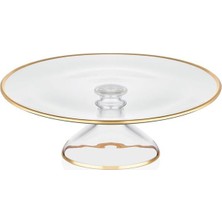 Decorium Cam Ayaklı 28 cm Servis Tabağı Dalia Altın M06461-AB